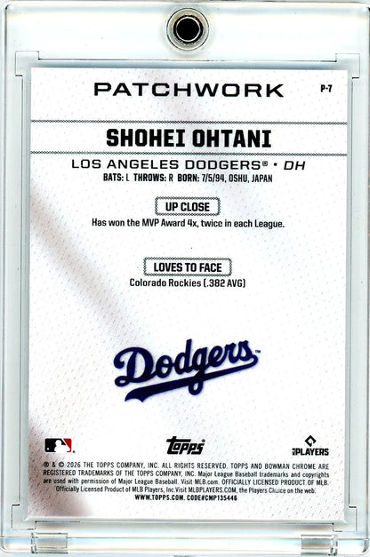 Shohei Ohtani Bowman 2026 Patchwork P-7 SSP