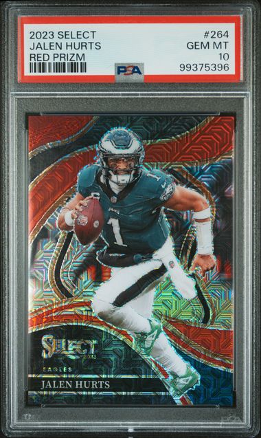 Jalen Hurts 2023 Panini Select Club Level Red Prizm #’d 08/49 PSA 10