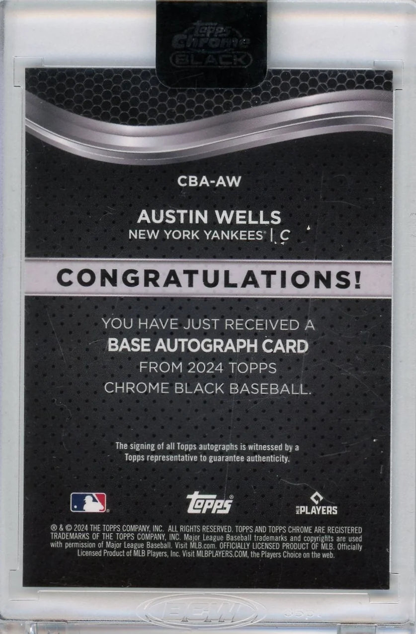 Austin Wells 2024 Topps Chrome Black Rookie Auto