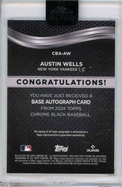 Austin Wells 2024 Topps Chrome Black Rookie Auto