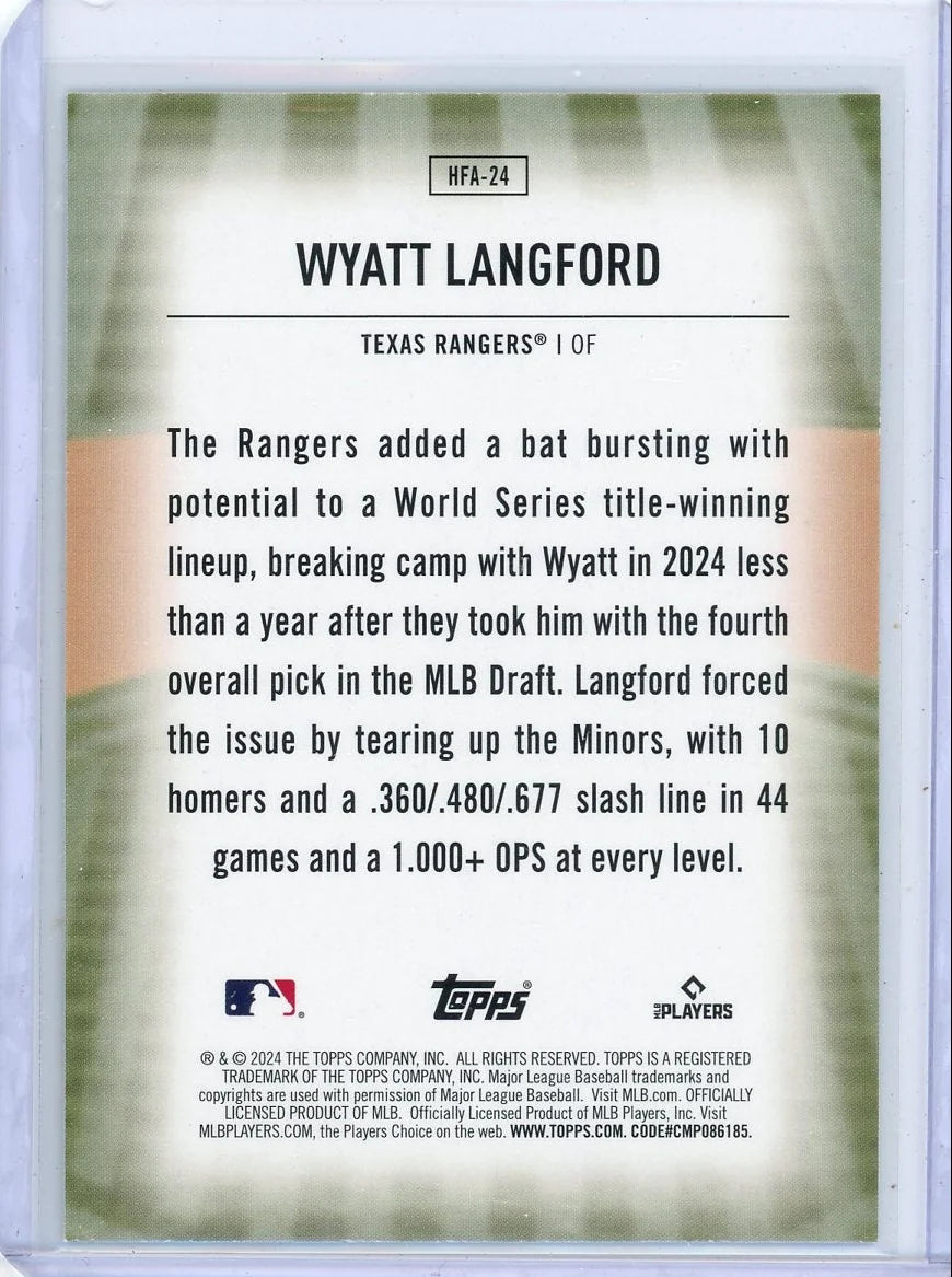Wyatt Langford 2024 Topps Update Home Field Advantage RC