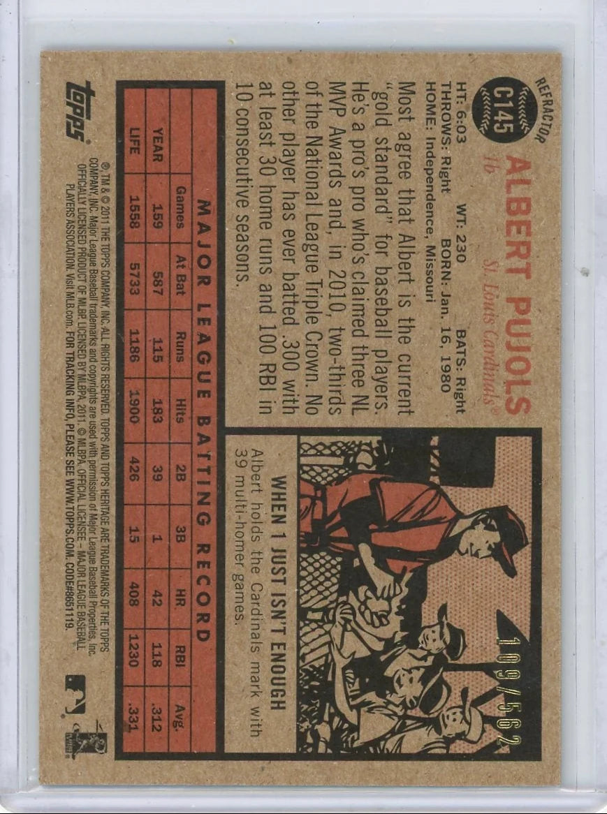 Albert Pujols 2011 Topps Heritage Chrome Refractor #'d 109/562