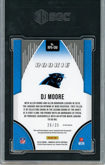 DJ Moore 2018 Panini Donruss Optic Rookie Patch Autograph Holo #26/35 SGC 9.5