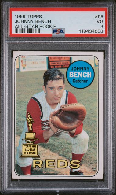 Johnny Bench 1969 Topps #95 All-Star Rookie PSA 3