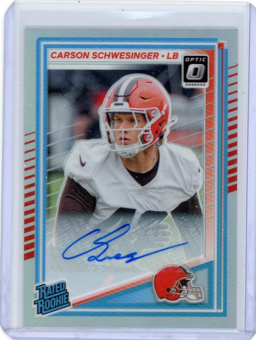 Carson Schwesinger 2025 Panini Donruss Optic Rated Rookie Holo Auto #'d 189/199