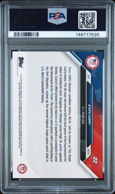 Steph Curry 2024 Topps NOW Olympics #22 PSA 10