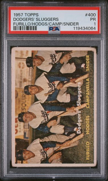Dodgers Sluggers 1957 Topps #400 PSA 1