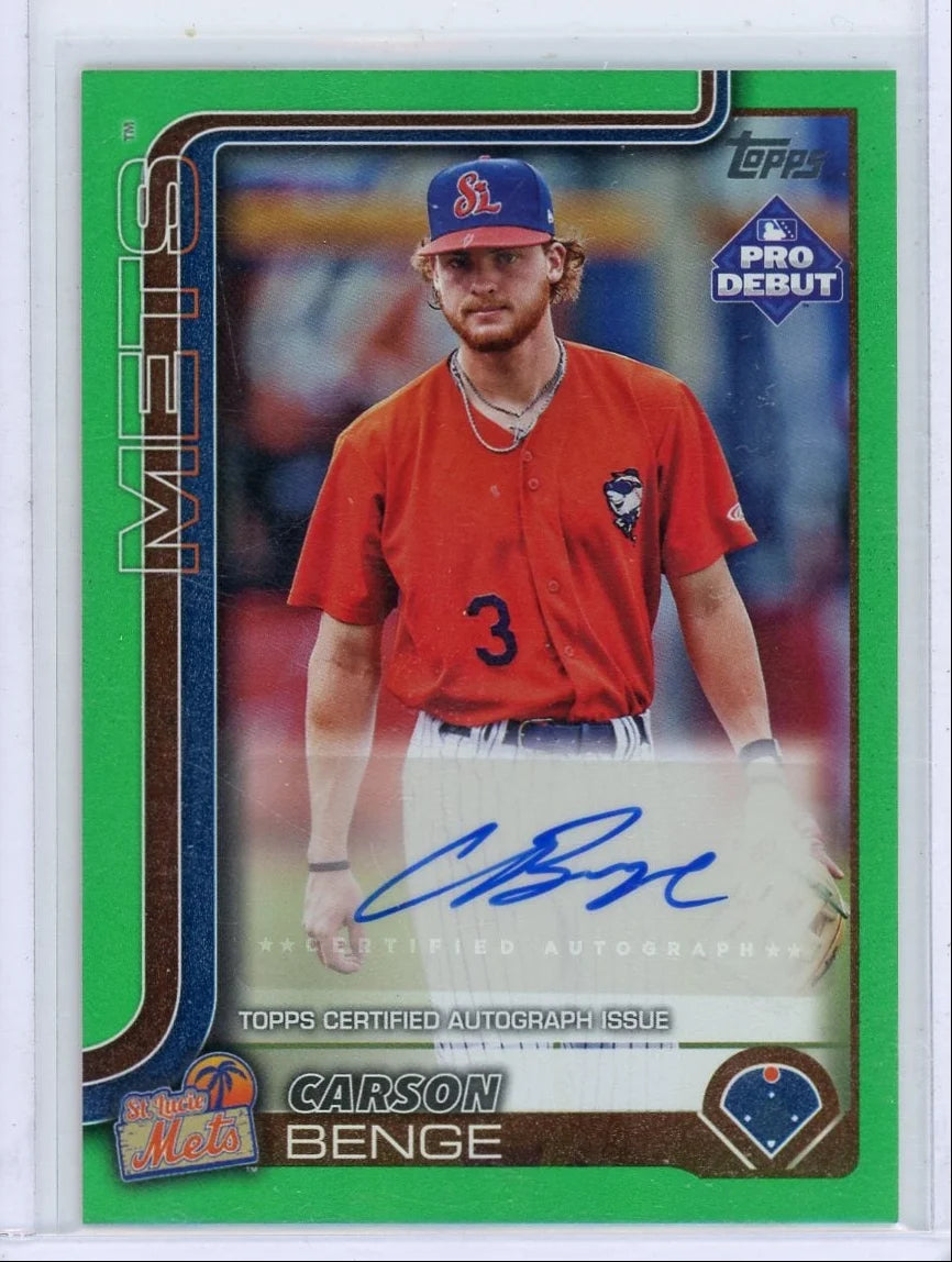 Carson Benge 2025 Topps Pro Debut Autograph Green #'d 43/99