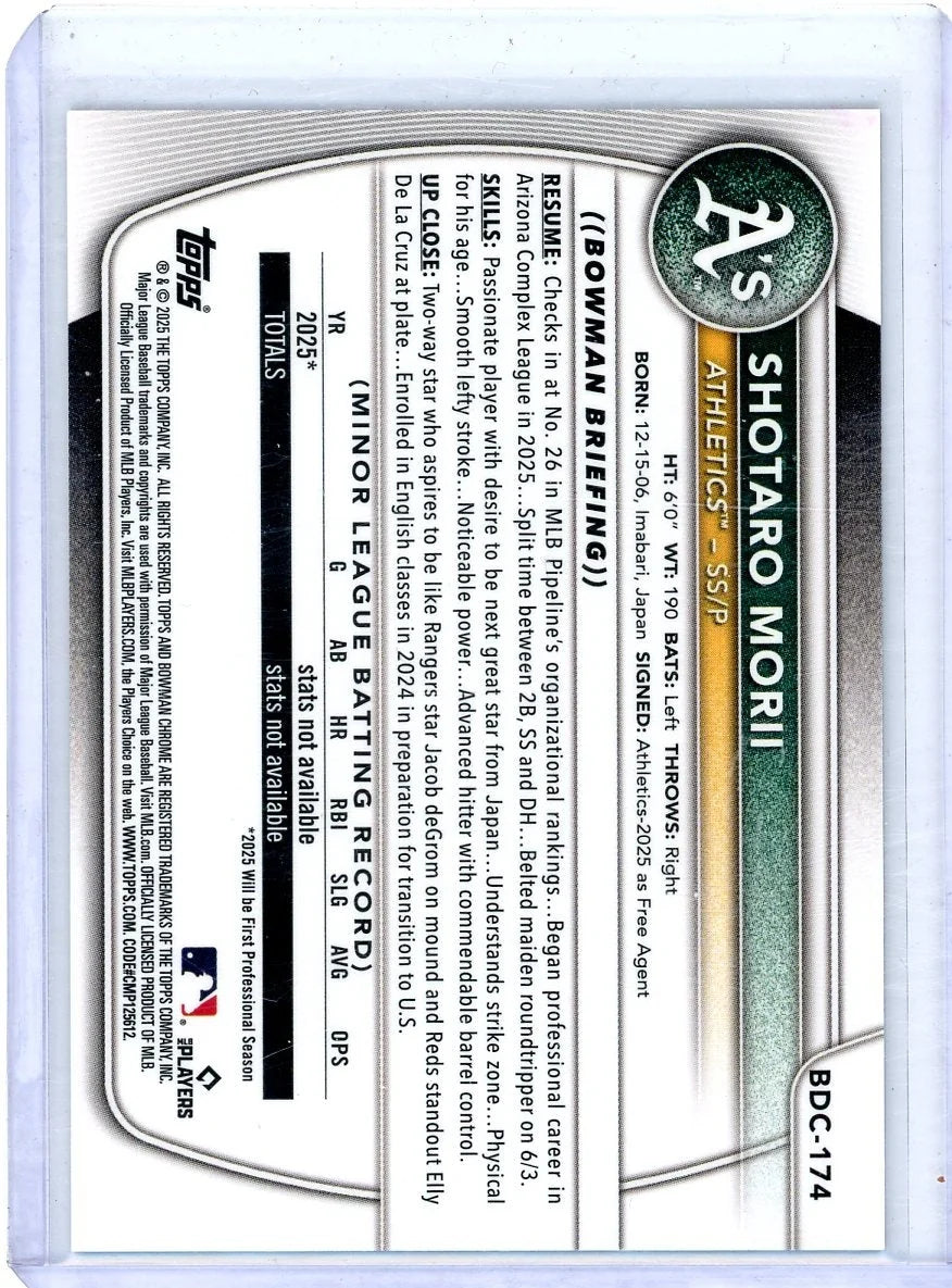 Shotaro Morii 2025 Bowman Draft Chrome black ref. #'d 04/10