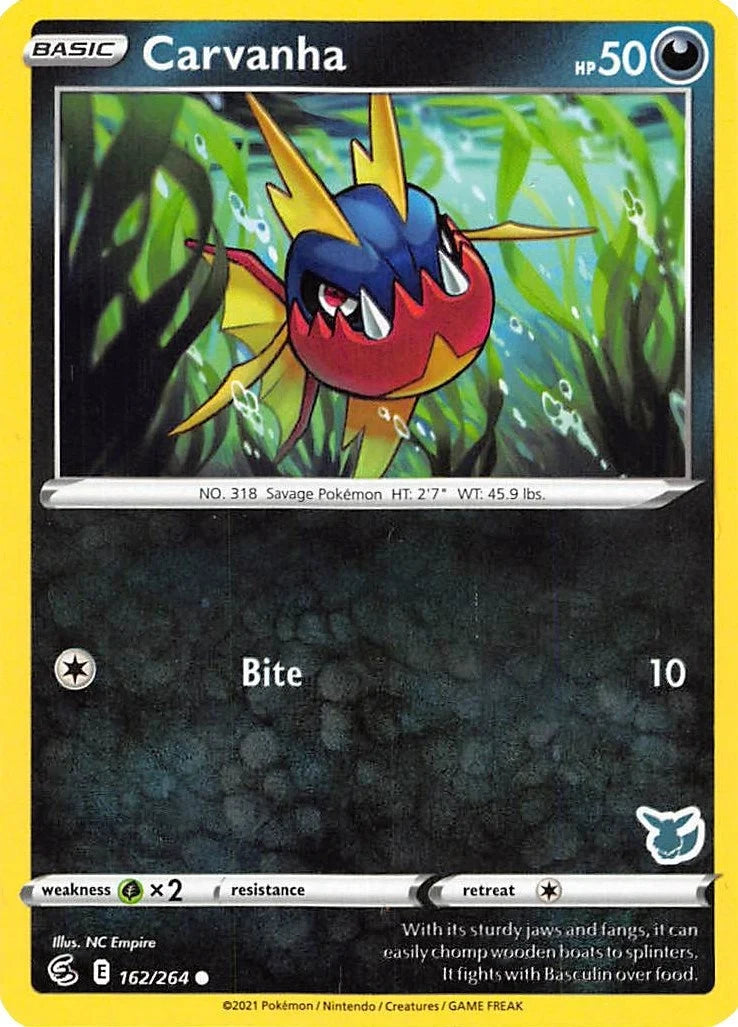 Carvanha - 162/264 (Eevee Stamped) (162/264) (Battle Academy 2022) (BA22)