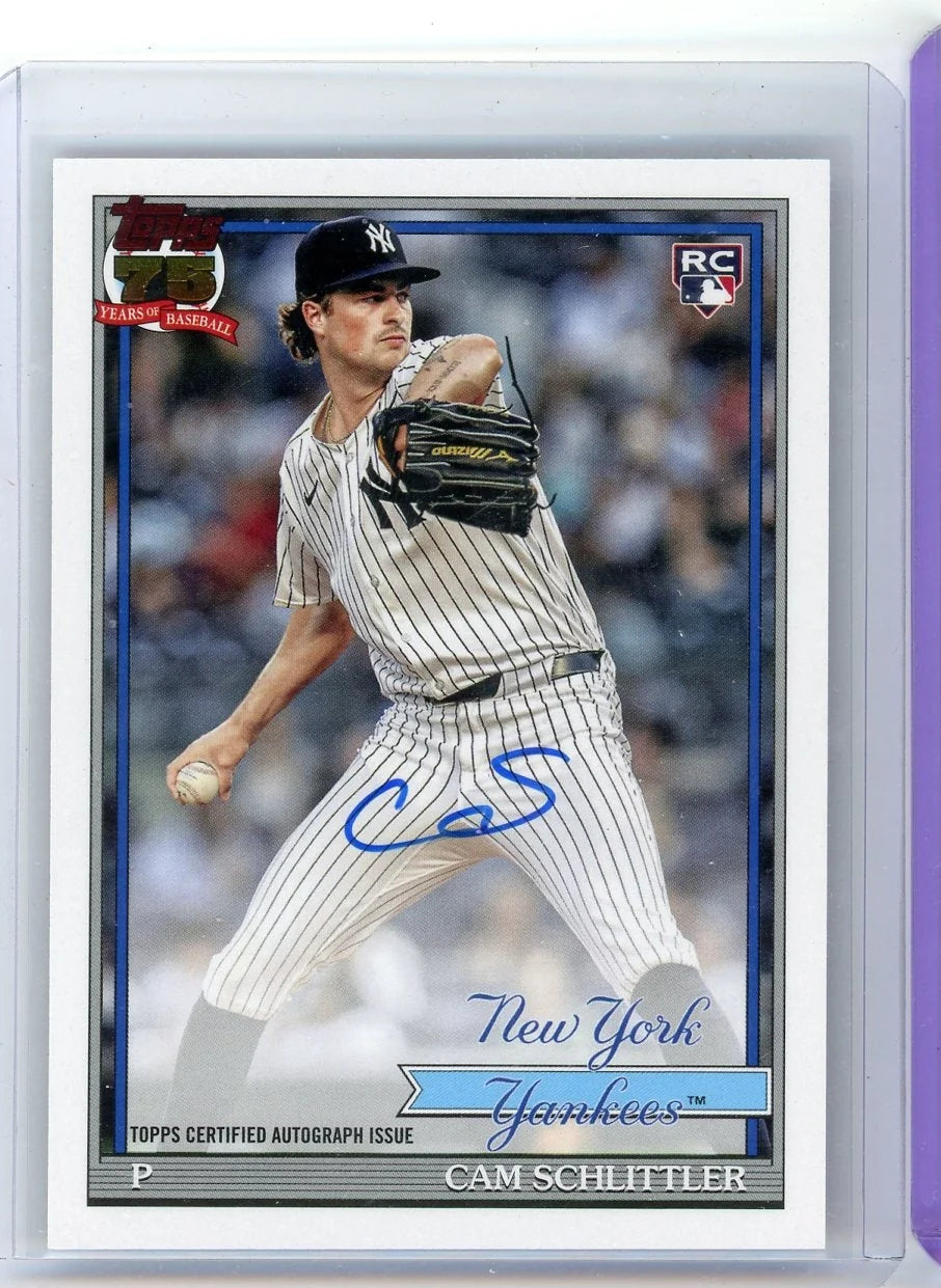 Cam Schlittler 2026 Topps Series 1 75th Anniversary Rookie Autograph