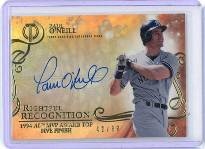 Paul O'Neill 2015 Topps Tribute Rightful Recognition Autograph #'d 42/89