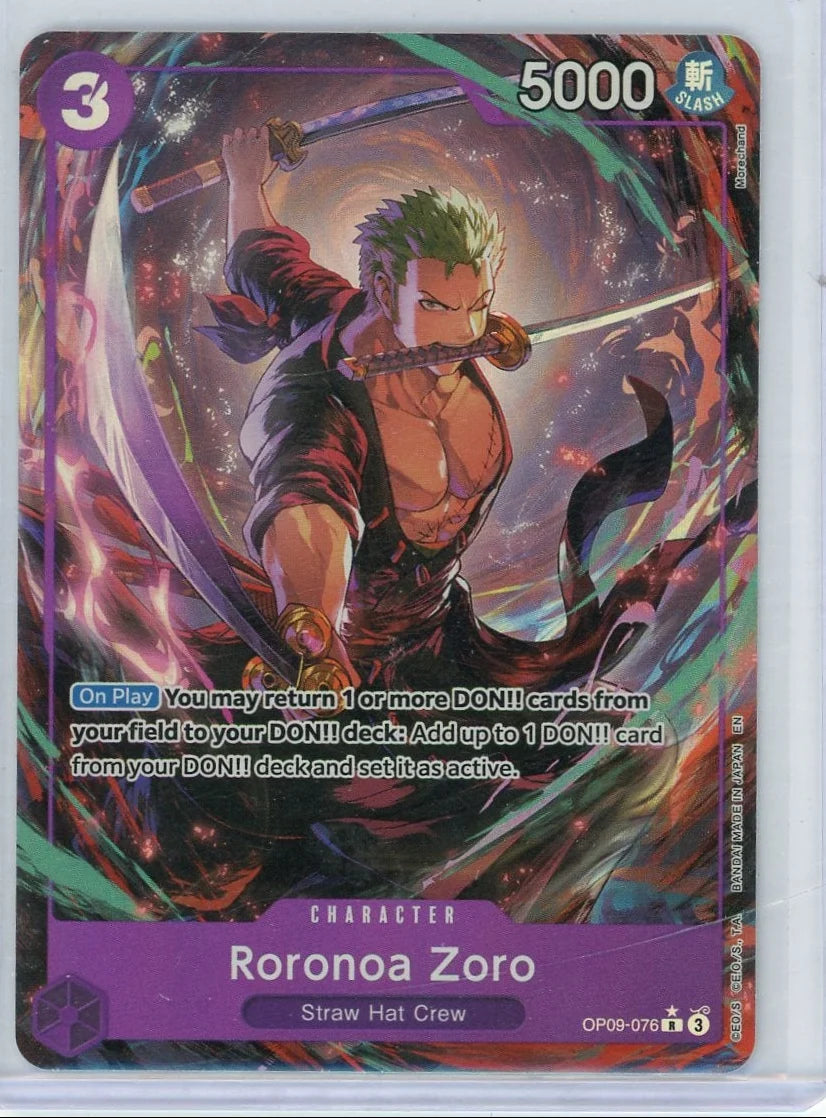 Roronoa Zoro One Piece Premium Booster Vol. 2 Rare Alt. Art #OP09-076