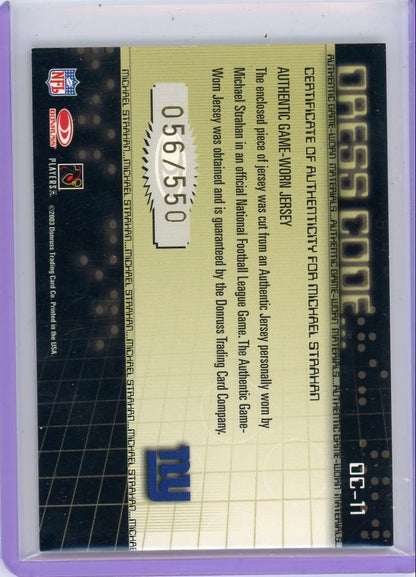 Michael Strahan 2003 Donruss Dress Code Jersey Relic #'d 056/550