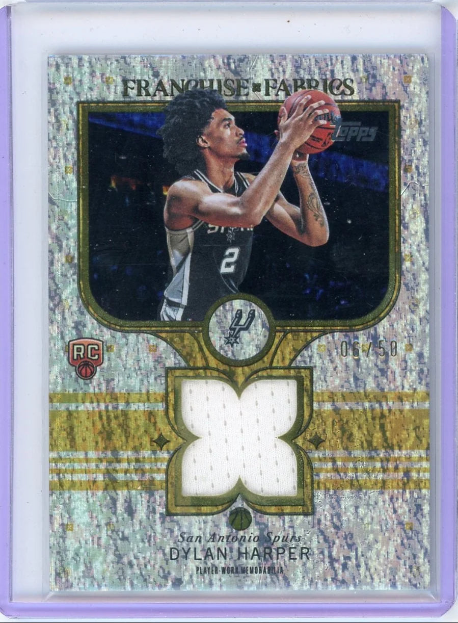 Dylan Harper 2025-26 Topps Franchise Fabrics holo rookie card