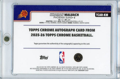 Khaman Maluach 2025 Topps Chrome Blue Refractor Auto RC #'d 009/150