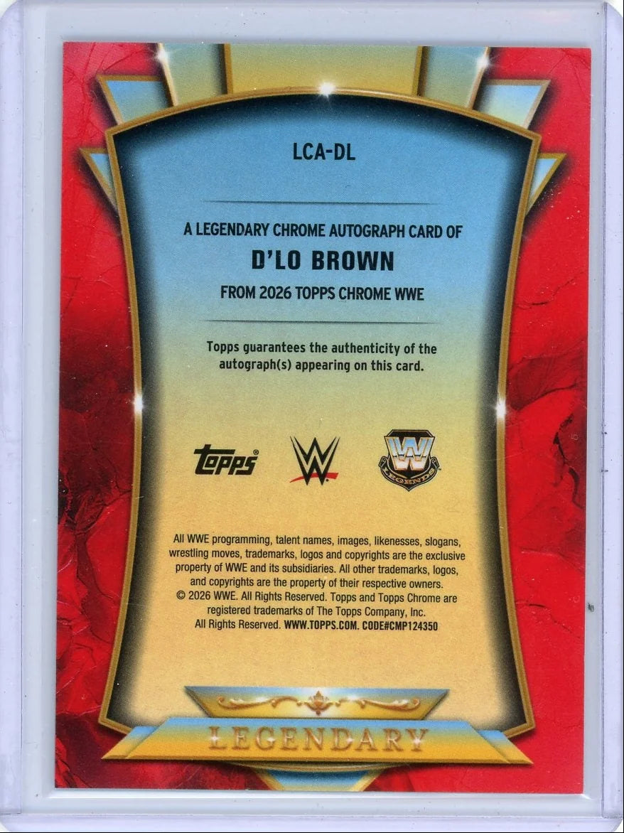 D'Lo Brown 2026 Topps Chrome WWE Legendary Chrome Autograph