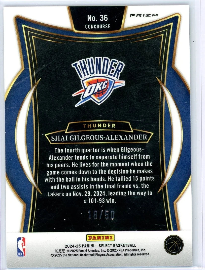 Shai Gilgeous-Alexander 2025 Panini Select Concourse Green Wave Prizm #'d 18/50