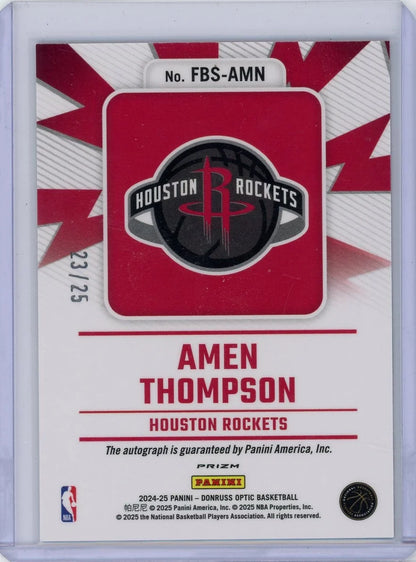 Amen Thompson 2024-25 Panini Donruss Optic Fast Break Signatures Auto Pink RC #'d 23/25