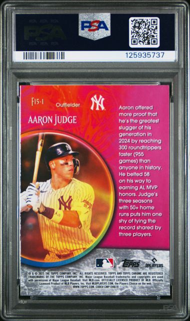 Aaron Judge 2025 Topps Chrome Fortune 15 Refractor PSA 10