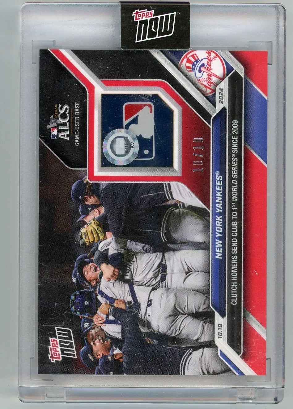 NY Yankees 2024 Topps NOW #856E game-used base ALCS relic #'d 10/10