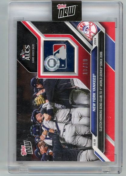 NY Yankees 2024 Topps NOW #856E game-used base ALCS relic #'d 10/10