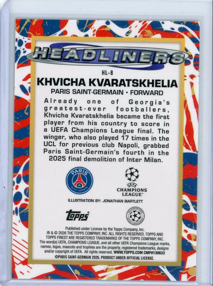 Khvicha Kvaratskhelia 2025-26 Topps Finest Headliners SSP #HL-8