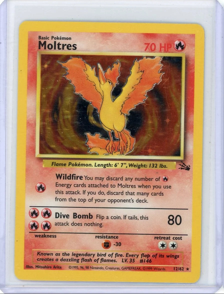 Moltres Pokémon Fossil Unlimited Holo Rare #12/62