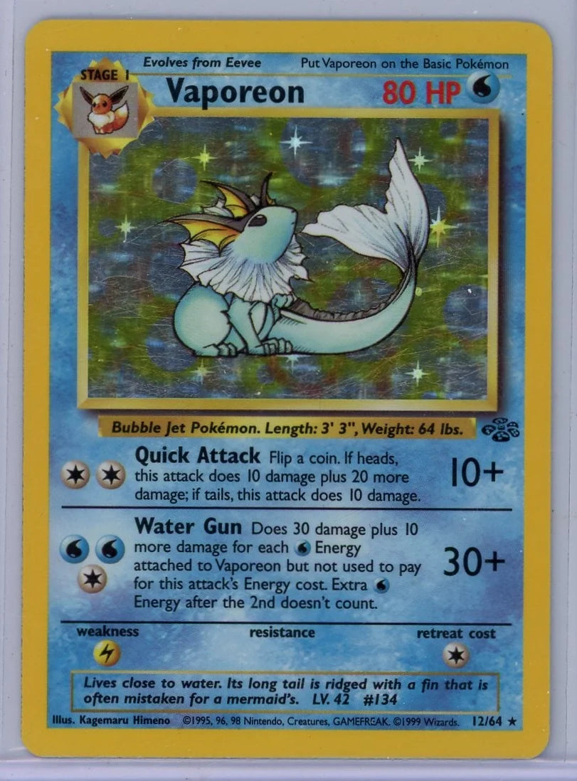 Vaporeon Pokémon Jungle Holo #12/64 LP/MP