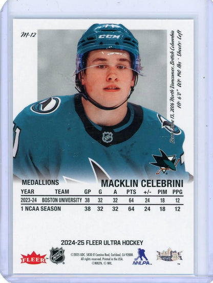 Macklin Celebrini 2024-25 Upper Deck Fleer Ultra Medallions RC