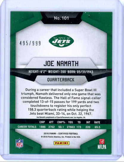 Joe Namath 2016 Panini Certified Immortals #'d 495/999