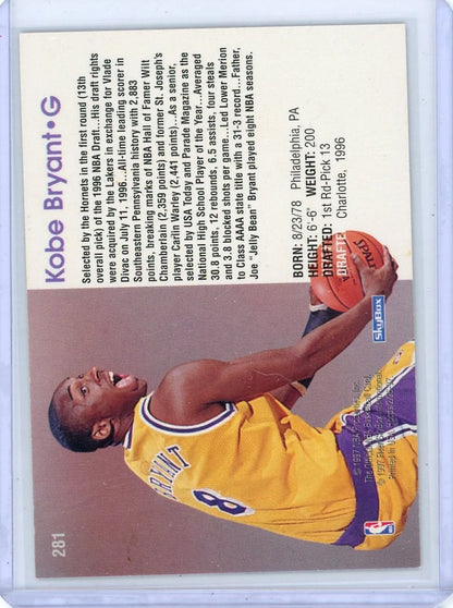 Kobe Bryant 1996 NBA Hoops Rookie Card #281