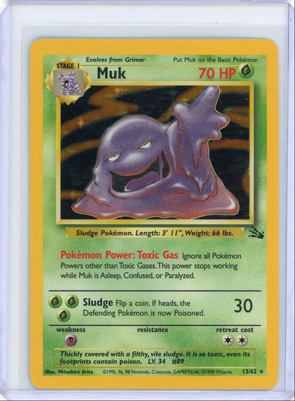 Muk 1999 Pokémon Fossil Holo #13/62 LP/NM
