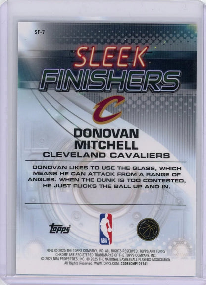 Donovan Mitchell 2025 Topps Chrome Basketball Sleek Finishers Purple Geo Refractor #'d 48/75