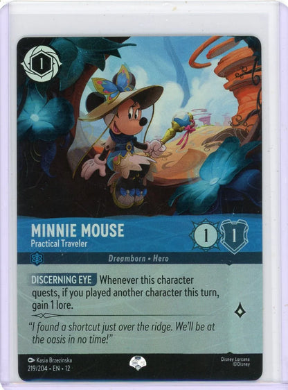 Minnie Mouse Disney Lorcana Wilds Unknown Practical Traveler Epic holo #219/204