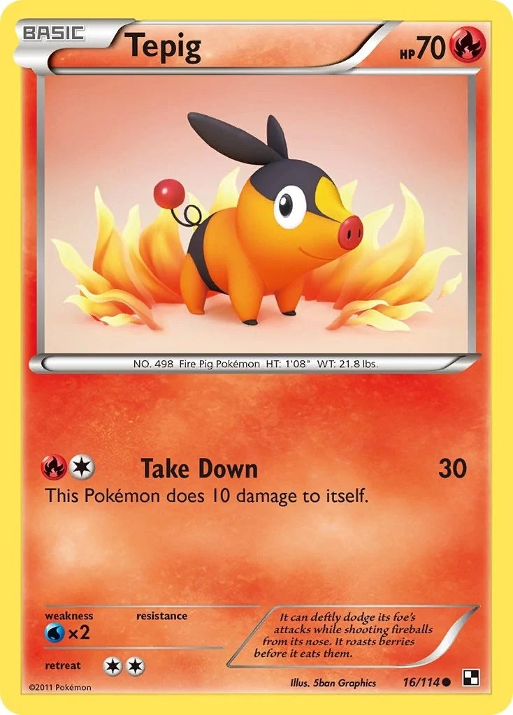 Tepig (16) (16/114) (Black and White) (BLW)