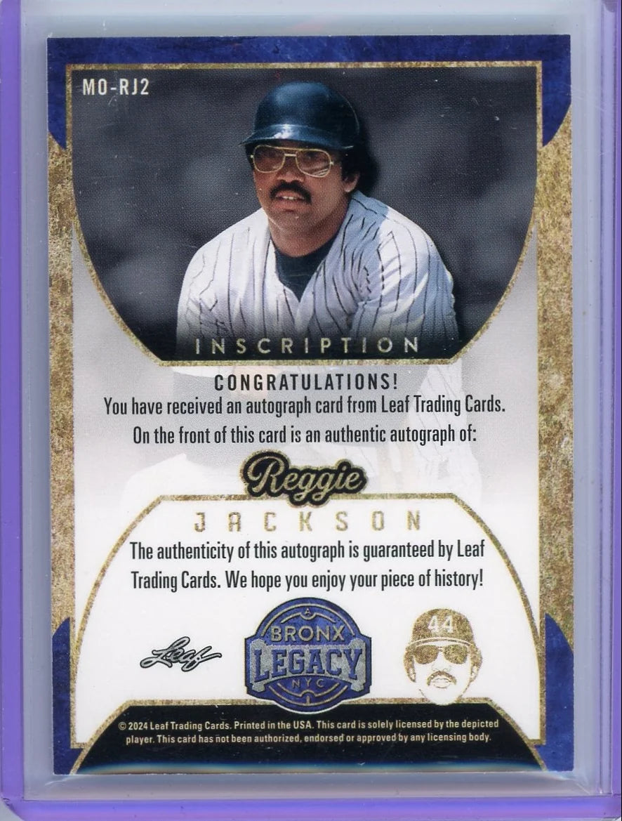 Reggie Jackson 2024 Leaf Bronx Legacy Inscription auto #'d 24/25