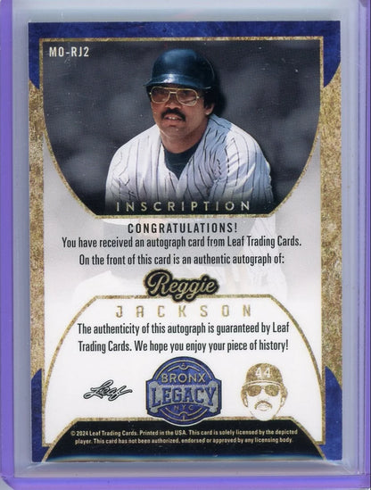 Reggie Jackson 2024 Leaf Bronx Legacy Inscription auto #'d 24/25