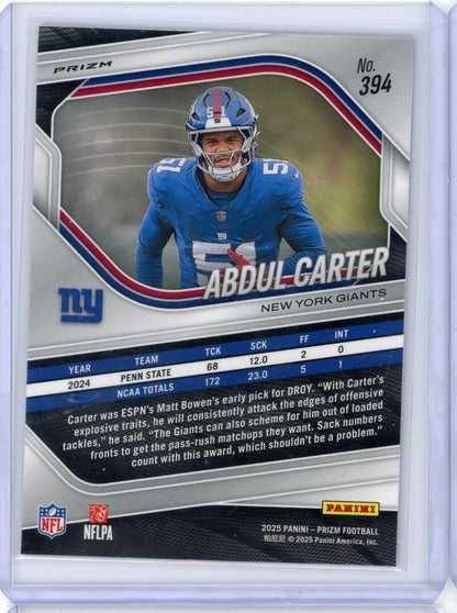 Abdul Carter 2025 Panini Prizm pink prizm RC