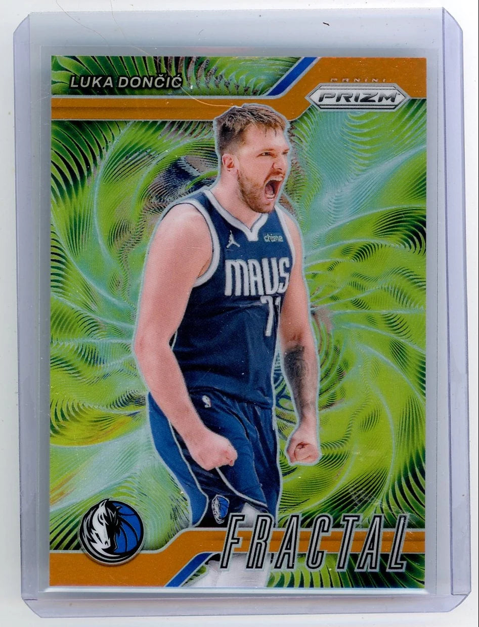 Luka Doncic 2024-25 Panini Prizm Fractal Orange Prizm #'d 15/49