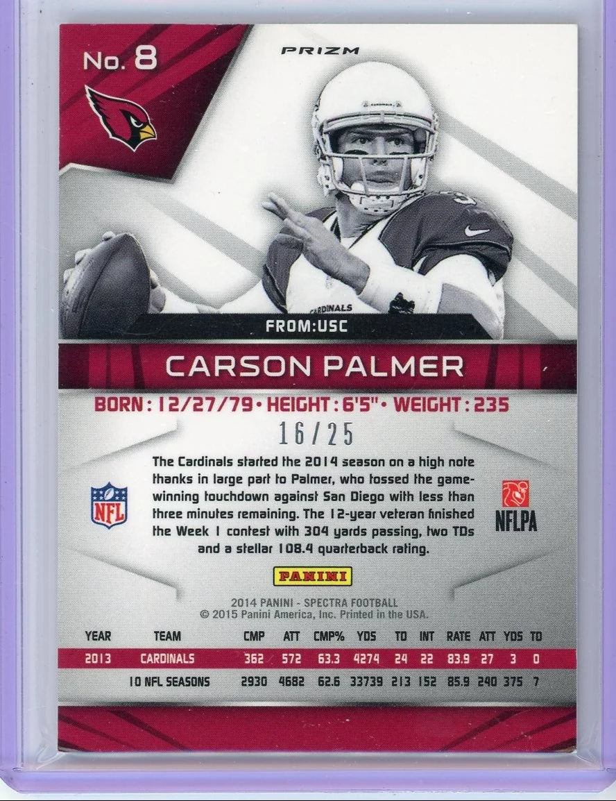 Carson Palmer 2014 Panini Spectra gold #'d 16/25