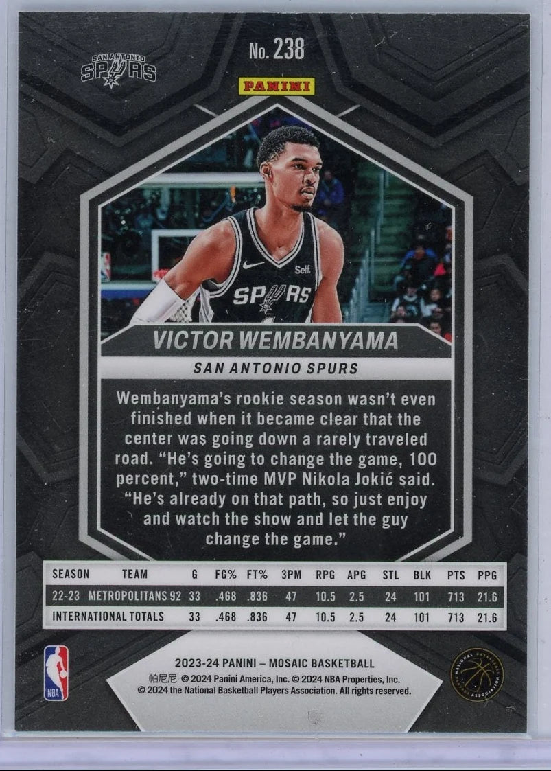 Victor Wembanyama 2023 Panini Mosaic Rookie Card #238