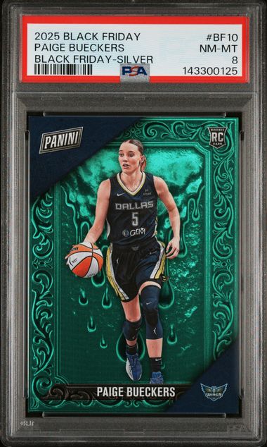 Paige Bueckers 2025 Black Friday Silver #'d 03/25 PSA 8