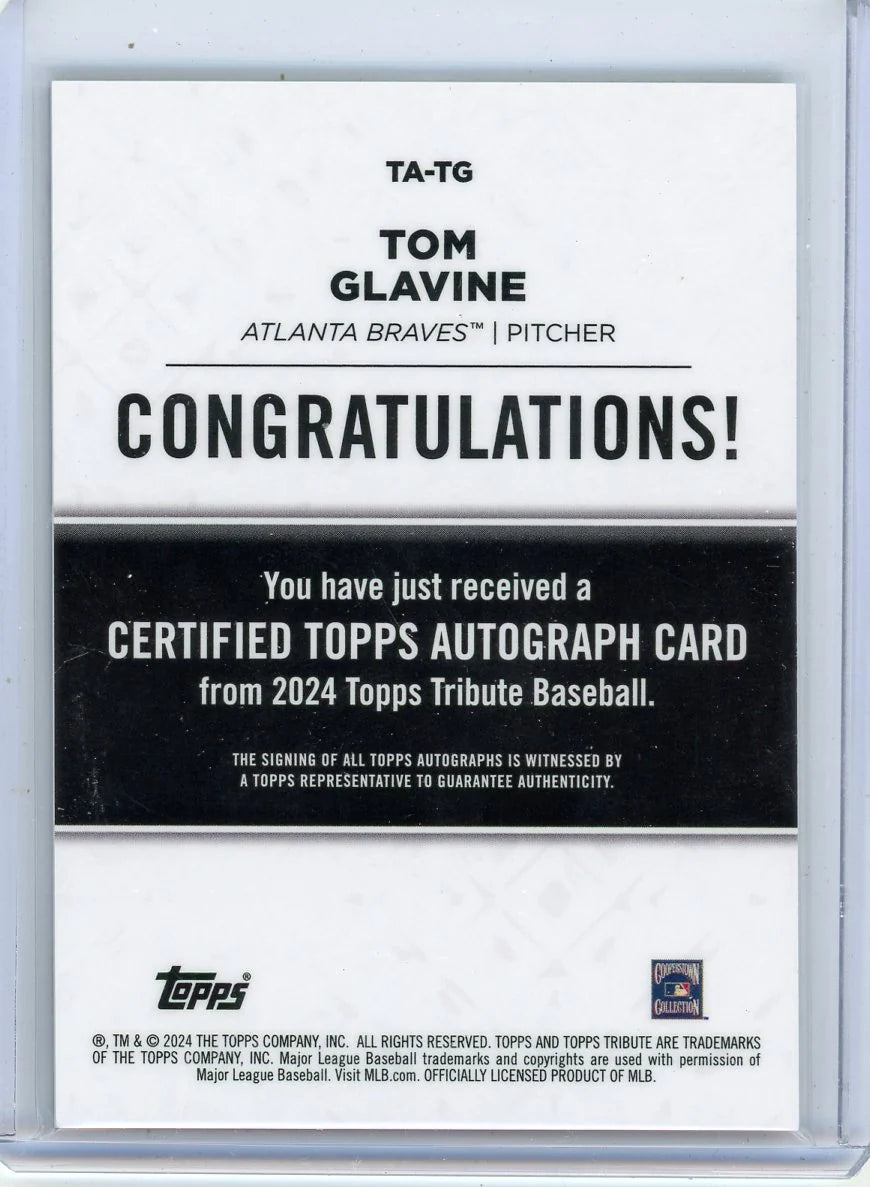 Tom Glavine 2024 Topps Tribute Gold Autograph #'d 50/75
