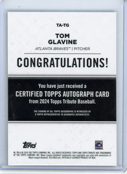 Tom Glavine 2024 Topps Tribute Gold Autograph #'d 50/75