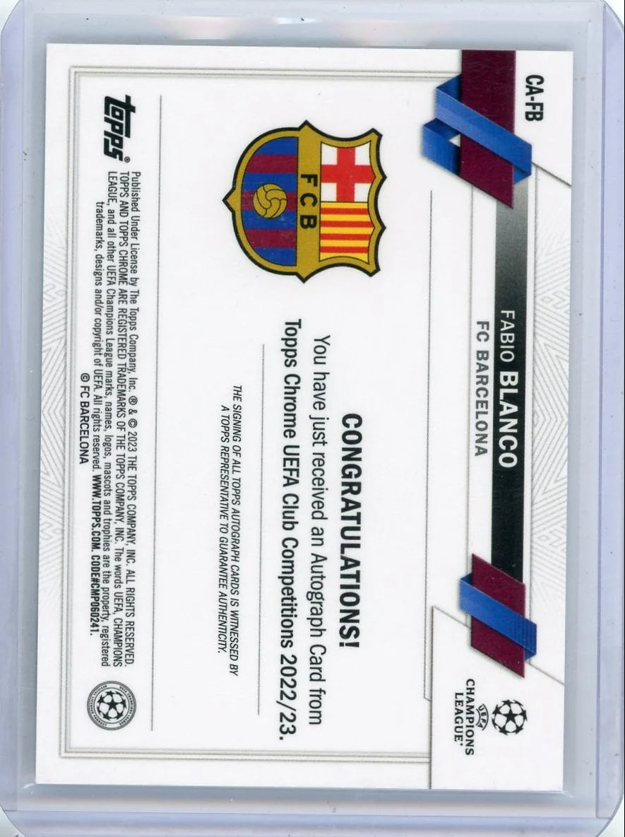 Fabio Blanco 2022-23 Topps Chrome UEFA CC autograph rookie card