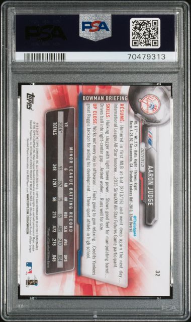Aaron Judge 2017 Bowman RC #32 PSA 9