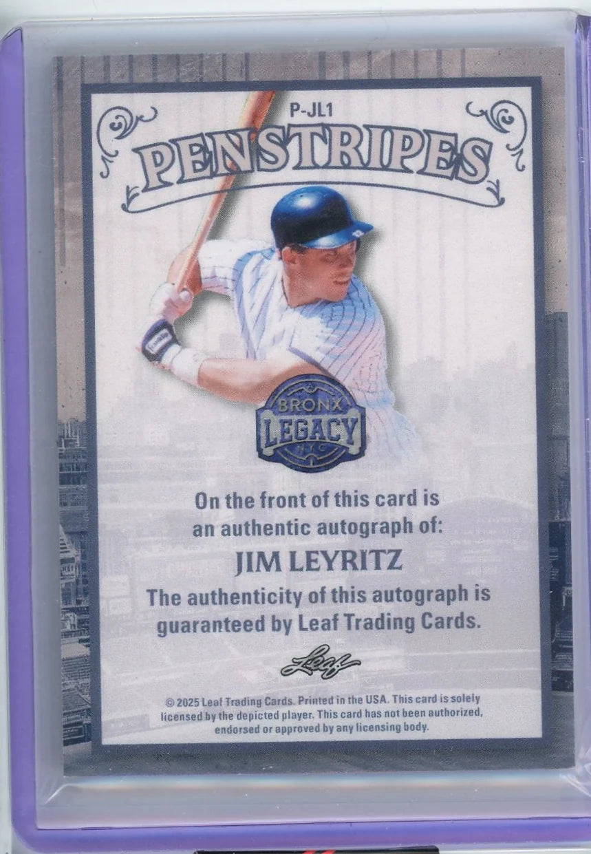 Jim Leyritz 2025 Leaf Bronx Legacy Autograph #'d 3/5