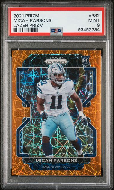 Micah Parsons 2021 Panini Prizm Lazer Prizm RC PSA 9