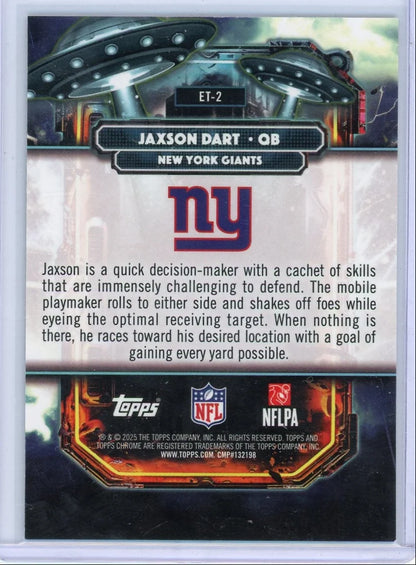 Jaxson Dart 2025 Topps Cosmic Chrome Extra Terrestrial Talent Rookie Refractor